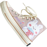 Cute Pink Rabbit Print High Top Canvas Sneakers